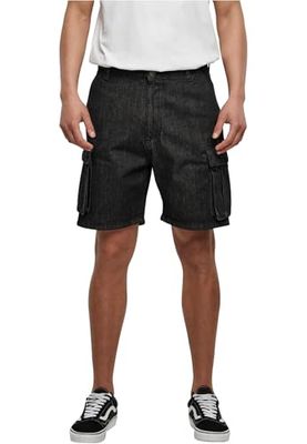 Urban Classics Organic denim cargoshorts för män, svart Washed, 38