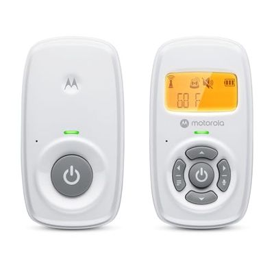 Motorola Nursery AM24 Audio Babyfoon, Tweerichtingsspraak, Hooggevoelige microfoon, LCD-scherm, DECT-technologie, Bereik tot 300 meter, Volumeregeling, Batterijalarm