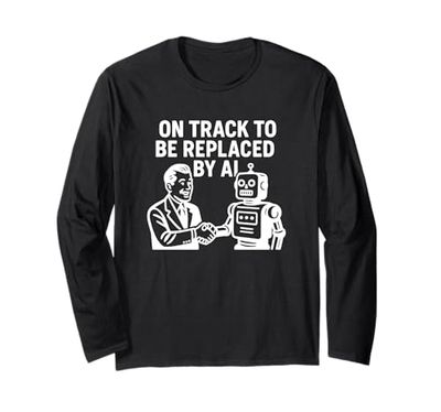 In pista per essere sostituito da AI - Funny Retro Robot Maglia a Manica