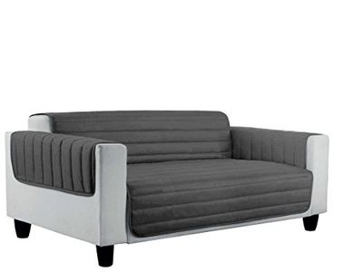Italian Bed Linen Capa protetora elegante para sofá, microfibra, cinzento escuro/cinzento claro, 1 lugar
