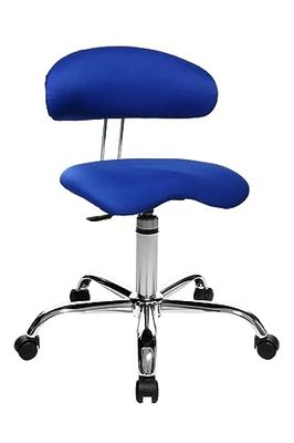 Topstar Sitness 40, fitnesspall, arbetspall, rullstol med ryggstöd, 3-dimensionellt rörlig sits, tygöverdrag blå