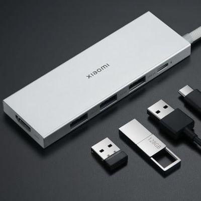 Xiaomi Hub Type C 5 In 1 - Hub with 5 Types (3 USB Ports, 1 Type-C Port and 1 HDMI Port) | Compatible with Windows, Andorid, macOS and Linux | Fast Data Reading Speed | 4K UHD Resolution