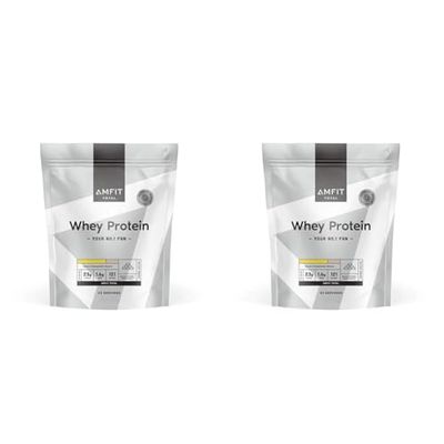 Amazon Brand - Amfit Nutrition Whey Protein Powder, Lemon Cheesecake Flavour, 33 Servings, 1 kg (Pack of 2)