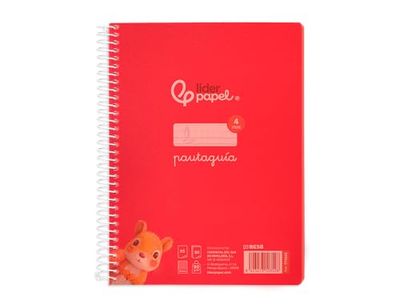 Liderpapel Pannello a spirale DIN A5 PAUTAGUIA coperchio in plastica 80 H 90 g quadrato quadrato 4 mm con margine colore rosso