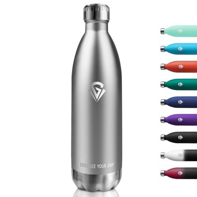 Roestvrijstalen drinkfles, 1000 ml, thermoskan, BPA-vrij, metalen thermosfles, dubbelwandig, geschikt voor koolzuurhoudende dranken, thermosfles voor kamperen, kinderen, fitness, bubbels, sport