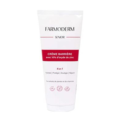 Farmoderm Crème Barrière à l'Oxyde de Zinc à 10% pour Adultes - Crème pour le change - Escarres, irritations, l'humidité et rougeurs de la peau vieillissante - Soulageante, préventive et réparatrice
