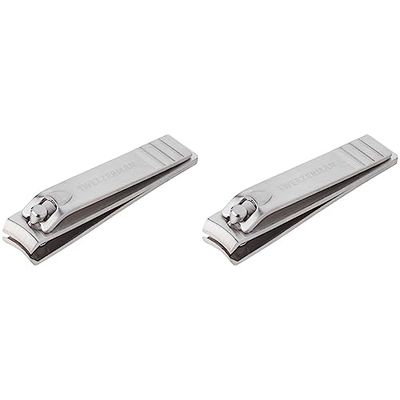Tweezerman Stainless Steel Fingernail Clipper, Silver (Pack of 2)