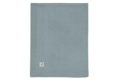 Jollein Couverture pour bébé Cosy Knit, vert mer, 75 x 100 cm, 60% coton, 40% acrylique, pour berceau de bébé, 1.0 tog, certifiée Oeko-Tex, motif de tricot