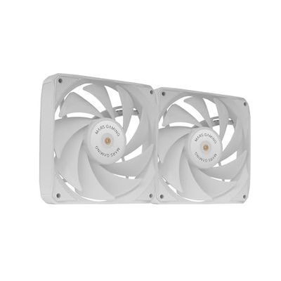 Mars Gaming MF-NCLX2, Kit 2X Ventilateurs Ultra-Silencieux 120mm, Design Pales Hybrides, Ventilateurs 2en1 avec Roulement FDB Cuivre Hyper-Équilibré, Système Connexion PWM, Pads Anti-Vibration, Blanc