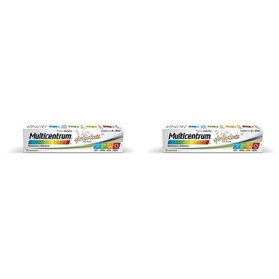Multicentrum Complemento Alimenticio Multivitamínico y Multimineral Para Adultos, Tabletas Efervescentes, Sabor Naranja, Sin Gluten, 20 Comprimidos (Paquete de 2)