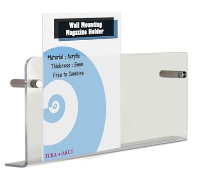 TUKA-i-AKUT 60cm Portafolletos de Pared, Acrílico Extrafuerte, Revistero Estantes de Pared, Soporte de Pared para Revistas Periódicos Folletos Documentos Libros, Transparente, TKD8256-60cm-1x