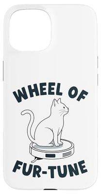 Wheel Of Fur-Tune Cat On Robot Vacuum Cleaner Cat Case for iPhone 15