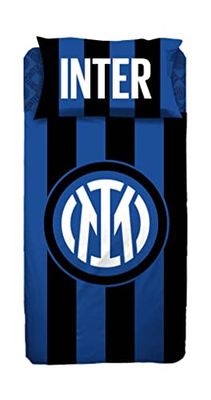 hermet Inter, Set Lenzuolo Una Piazza e Mezza in Cotone, Completo Letto, Lenzuolo Sopra + Lenzuolo con Angolo + Federa, 100% Cotone, Prodotto Ufficiale