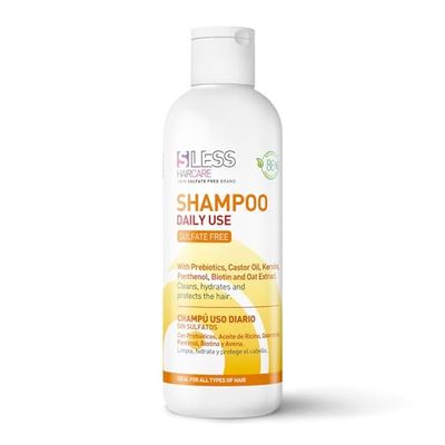 Shampoo senza solfati per uso quotidiano 250 ml | Prebiotici per la cura del cuoio capelluto, olio di ricino e cheratina| 88% ingredienti naturali per capelli morbidi e lucidi | Sless Haircare
