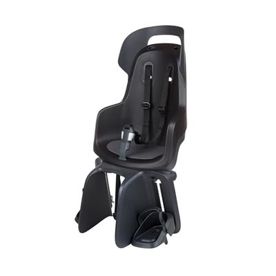 BOBIKE 8012300019 – GO Maxi framcykelstol med hjul från 26" till 29" passar barn med maxvikt på 22 kg med bagagehållare i urban svart färg