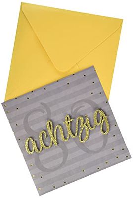 Perleberg 7782007-2 - Tarjeta de felicitación de 80º cumpleaños (15 x 15 cm), diseño con texto en inglés