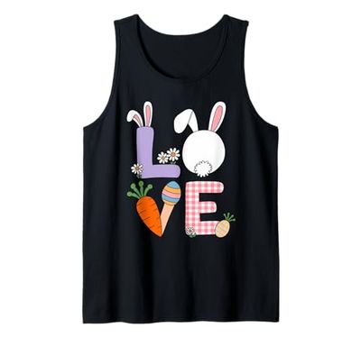 Easter Spring LOVE Bunny Ears, Fluffy Tail Easter Egg Carrot Canotta