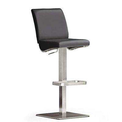 Robas Lund Taburete de Bar Negro con Respaldo, Giratorio 180 Grados, Taburete Regulable en Altura, PU DI.AZ