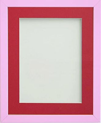 Frame Company Jellybean Range Pink Wooden 14x11 inch Picture Photo Frame with Red Mount for Image 12x8 inch * Choice of Colours & Sizes* Fitted with Perspex