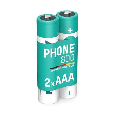 ANSMANN Telefoonaccu AAA 800 mAh NiMH 1,2 V (2 stuks) - oplaadbare potloodbatterijen AAA voor DECT Phone, maxE geringe zelfontlading, ideaal voor draadloze telefoon, babyfoon, walkietalkie