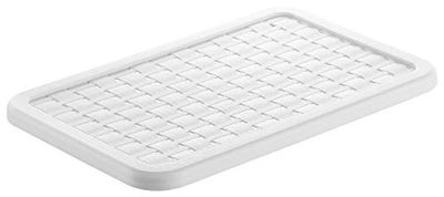 Rotho Country Tampa com aparência de vime para caixa de armazenamento País A5, plástico (PP) sem BPA, branco, A5 (28,4 x 18,9 x 1,3 cm)