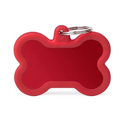 MyFamily Anpassad identifieringsplatta för hund Made in Italy, Ben XL Röd, Gratis graverad hund namnskylt, i aluminium och gummi, Hushtag samling