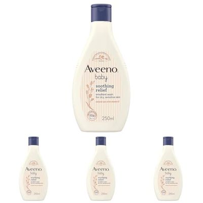 Aveeno Baby Soothing Relief Emollient Wash 250 ml (Packaging May Vary) (Pack of 4)