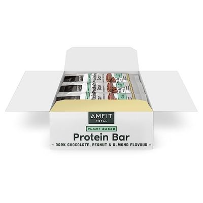 Amazon Brand - Amfit Nutrition Low Sugar Plant Protein Bar, Almond Flavour, 55g, Pack of 12