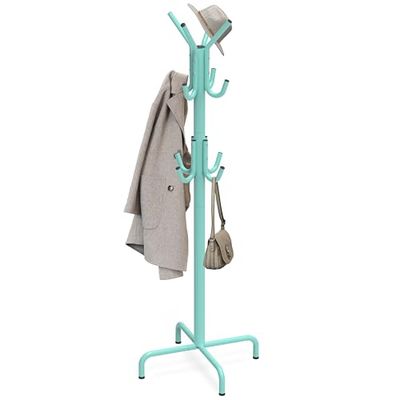 Simple Houseware Standing Coat and Hat Hanger Organizer Rack, 12 Hooks Turquoise