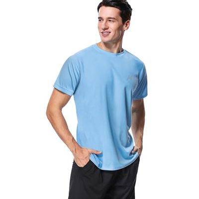 MeetHoo Herr Rash Vest, Rash Guard UV T-shirt UPF 50+ topp solskydd kortärmad t-shirt för surfing löpning simning, BLÅ, M
