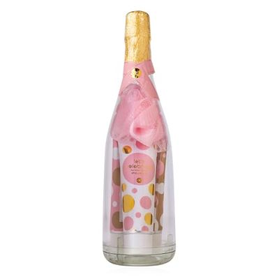 accentra - Set regalo LET'S CELEBRATE in confezione regalo riutilizzabile (bottiglia effetto champagne) per il relax per le donne per il compleanno o San Valentino, set per la cura del benessere