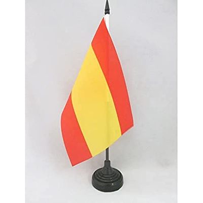 Spanje zonder armen Tafelvlag 14x21 cm - Spaanse burgervlag 21 x 14 cm - Zwarte plastic stok en voet - AZ FLAG