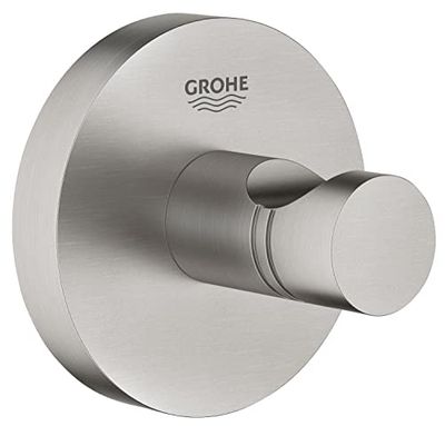 Grohe Start QuickFix - Colgador de baño individual, gris mate, para pegar (pegamento QuickGlue A1) o atornillar, ref. 41173DC0