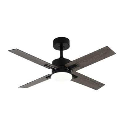 Brightium Ventilateur DC 20 W 4 pales noir/gris, 6 vitesses, 3000K, 4000K, 6500K, 2350 lm, télécommande, minuteur, idéal pour climatisation.