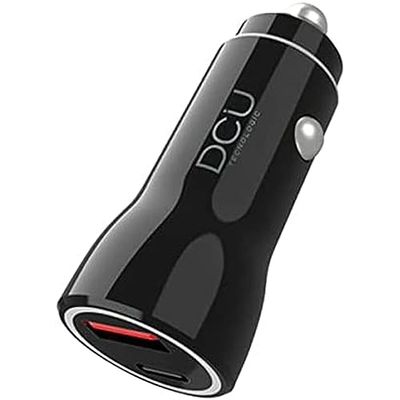 DCU Tecnologic - Oplader voor auto, oplader voor mobiele telefoon en tablet, Quich Charge 3.0, type C + USB 2.0, zwart