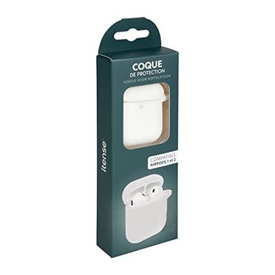 ITENSE - Funda para Auriculares inalámbricos - Compatible con Apple Airpods 1 y 2 - Color: Blanco - Material: Silicona - Funda Protectora - Protege de Golpes y arañazos - Funda Blanda