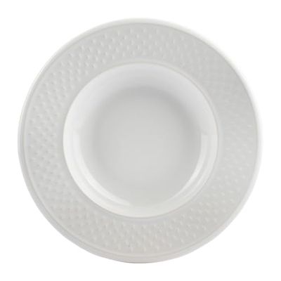 GENEVIEVE LETHU Plato hondo de loza gama grano de arroz Ø 22,5 cm, color blanco, decoración de grano de arroz