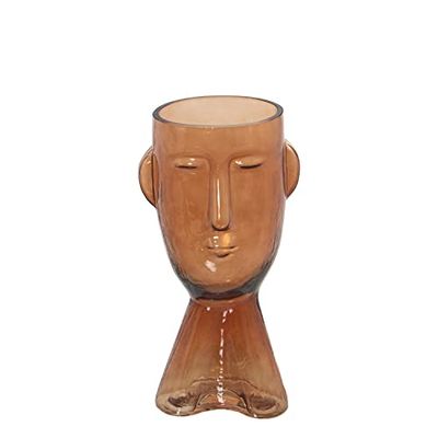 JARRÓN CRISTAL NARANJA ROSTRO 12X10X24CM
