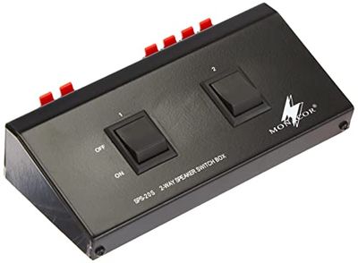 MONACOR SPS-20S Luidsprekerbedieningspaneel voor het schakelen van 2 paar luidsprekers naar Stereo Versterker Output Switcher voor luidsprekers met 200 W schakelvermogen, zwart