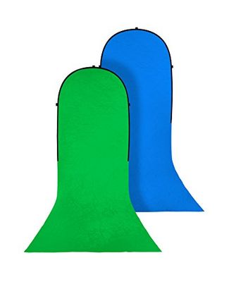 Bresser F001980 Fondale Richiudibile con Strascico BR-TR15, Verde/Blu, 150 x 200+200 cm