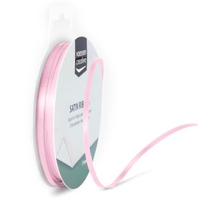 Vaessen Creative Fita de raso, rosa pastel, 3 mm x 10 m