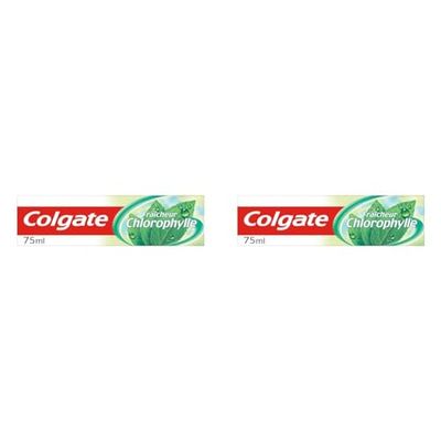 COLGATE - Dentifrice Fraîcheur Chlorophylle - Dentifrice avec formule Au Fluor et au Calcium - Tube de 75 ml (Lot de 2)