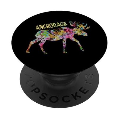 Gráfico de alce de Anchorage | Anchorage Alaska PopSockets PopGrip Adhesivo