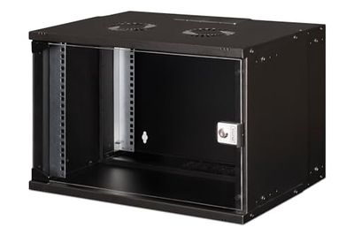DIGITUS Armadio di rete - Rack 19 pollici 7 U - non montato - montaggio a parete - profondità 400 mm - profondità utile 327 mm - Capacità di carico 60 kg - porta in vetro - serie SOHO Pro - nero