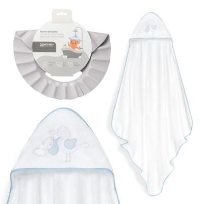 Interbaby - Mantello da bagno per bambini + berretto regolabile | Asciugamano con cappuccio 100% cotone, unisex, morbido, asciugatura rapida, ideale per neonati, neonati e bambini piccoli, design