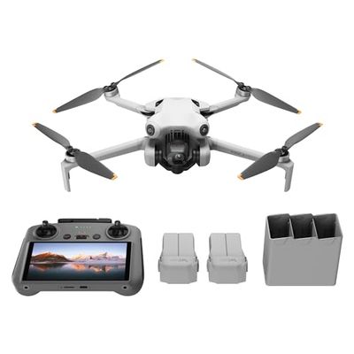 DJI Mini 4 Pro Fly More Combo con DJI RC 2 (Radiocomando con Schermo), Mini Drone con Telecamera, Meno di 249 g, Autonomia di Volo di 34 minuti, 2 Batterie Extra, C0