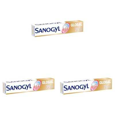 Sanogyl Dentifrice Soin Global 75 ml (Lot de 3) - Pâte Sans Saveur - Dentifrice - Hygiène Bucco-Dentaire Complète et Blanchiment Naturel