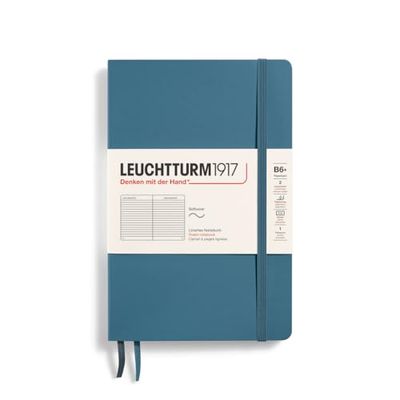 LEUCHTTURM1917 Libretas de notas Paperback (B6+), Tapas blandas, 123 págninas numeradas, Lineas, Stone Blue