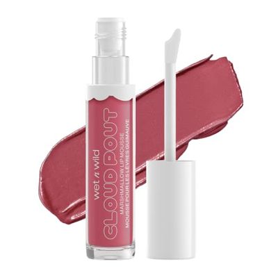 Wet n Wild, Cloud Pout Marshmallow Lip Mousse, Rossetto Liquido Opaco, Formula di Lunga Durata che non Secca, con Olio di Argan, Olio di Avocado e Vitamina E, Marsh To My Mallow