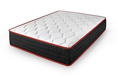 Cama express Materasso viscoelastico Cool Viscofresh | Adattabile, Indipendenza dei Letti | Zone di Comfort differenziate, Poliuretano, Bianco, Rosso e Nero, 120x200 cm